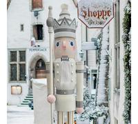 CDL 150cm 60" 5Ft Tall Life-Size Large/Giant White Glitter Christmas King On Stand Holds White Scepter For Indoor/Outdoor Xmas/Event/Wedding Decoration