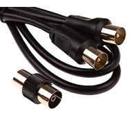 CDL Micro 1 m Gold Plated TV Aerial Cable (M-M) with Adapter (F-F) - Black, White