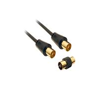 CDL Micro 5 m Gold Plated TV Aerial Cable (M-M) with Adapter (F-F) - Black