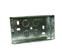 CDL Micro CDL-BB09 Double Electrical Metal Back Box/Pattress Box 25mm Deep - 2 Gang - Silver , White