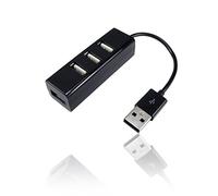 CDL Micro USB 2.0 Bus Powered High Speed 4 Port Hub Splitter - Built in 11cm Lead - Black
