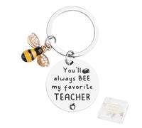 CDLong Best Teacher Gifts for Women/Men - Bee Keychain for Teacher from Students, Appreciation Keyring Thank You Gifts for Christmas, Birthday, Graduation, Thanksgiving