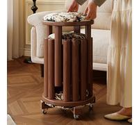 cdpdmai Round Stackable Stools Set of 4 4-in-1 Nesting Stools with Wheels Stacking End Tables Wooden Stacking Stools/Side Table,Top Stackable Round Stool, for Kitchen Living Room Bar