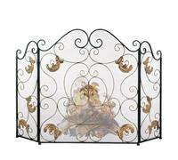 cdpdmai Spark Protection Fireplace Screen Fireplace Accessory Antique 3 Panel Fire Screen/Spark Fire Guard 3 Panel Folding Fire Guard, Large Fireplace Screen Fence Foldable Fire Screen