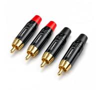 CDPMWVC RCA Solder Plug 24K Gold-Plated Alloy 4-Pack for Turntable and AV | 2 Red and 2 Black Male Phono Jack 8mm 16-18AWG Fit for DIY Builders for Technics Pioneer Denon AV Receiver Subwoofer CCTV