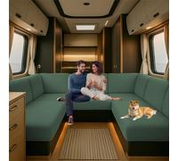 CDPTD Caravan Seat Cover Stretch Jacquard, Pet Friendly Splash-Proof RV Dinette Cushion Covers, Couch Cushion Covers for Camper Sofa Bench (Sky blue,W 45-65 cm, D 45-65 cm)