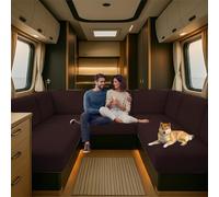 CDPTD Caravan Seat Cover Stretch Jacquard, Pet Friendly Splash-Proof RV Dinette Cushion Covers, Couch Cushion Covers for Camper Sofa Bench (brown1,W 160-195 cm, D 60-90 cm)