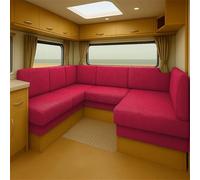 CDPTD Elastic Caravan Seat Cushion Cover for RV Bench Camper Sofa Jacquard Slipcover with Straps Washable Non-Slip Pads Dinette Pads Protector Campervan Chair Seating (Red,W65-85 * L 65-85cm)