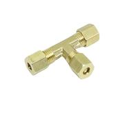 CDQBWKJGFJ 1 Piece Brass Compression T Tube Fitting, Union Tee Connector，3/16" x 3/16" x 3/16" Tube OD