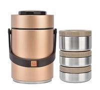 CDQL 2000ml Insulated Food Jar Wide Mouth Soup Thermos - 304 Stainless Steel Vacuum Insulation Lunch Box - Portable 3 Layer Vacuum Insulated Barrel - for Office Travel (Gold)