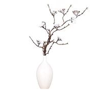 CDQL Artificial Cherry Blossom Flowers, Lifelike Silk Plum Flower Stems for Home Decor, Elegant White Twig Tree Branch, Perfect for DIY Crafts and Gifts (white)