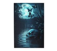 CDSASHCA 1000 pcs Adult Wooden Jigsaw Puzzle,Skull Floating on Moonlit River,Haunting Gothic Scene,Unique Adults Artworks,Enjoy The Solving Process,Ideal Choice for Hands-on Ability