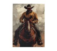 CDSASHCA Artistic Rendition of Rugged Cowboy in Classic Oil Paint 500 Piece Adult Wooden Jigsaw Puzzle, Challenging Relaxation Activity,Perfect for Western Enthusiasts & Home Display