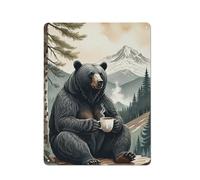 CDSASHCA Bear,Coffee,and Wilderness Tin Metal Signs for Cozy Rustic Cabin Wall Decor,Add Personality And Vintage Charm to Every Room in Your Lodge,Cabin,Country Home 12x16 inch