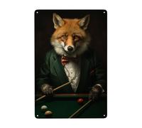 CDSASHCA Cute fox billiard player tin Sign,Classic Billiard Hall Wall Decor Art,Retro metal Signs Poster For Billiard Arena,pool room,Bar,Cafes,home,Man cave,garage,Gift For Billiard Lovers Metal Sign