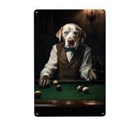 CDSASHCA Dog billiard player by the pool table metal Signs,Funny Billiards Room Wall Decor tin sign Art Plaque,Retro Sign Poster for home Game room,Bar decor Cafe,Gift for Billiards Lovers Metal Sign