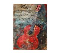 CDSASHCA Guitar & Sheet Music, 500 Piece Adult Wooden Jigsaw.Vintage Style，Suitable for Party Game Nights，Funny Artwork for Adults，，Brain Challenge，Enjoy The Puzzle Solving Process