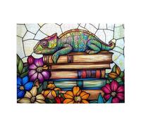 CDSASHCA Lizard in Book 500 pcs Adult Wooden Jigsaw Puzzle,Whimsical Reptile & Book Lover's Challenge,Exercising Brain Power and Hands-on Skills,Gifts for Your Family Friends