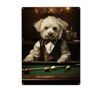 CDSASHCA Puppy's Billiards Time Retro metal Signs,Billiards Hall Wall Art Decor,Indoor tin Sign Plaque Poster,Gifts for Billiards Animal Enthusiasts,Cafe,Bar,Game room,pool room,home,garage Metal Sign