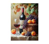 CDSASHCA Rustic Fruit Basket Overflowing with Grapes Beside Aged Wine Bottle 500-piece Wooden Jigsaw Puzzle for Adults,Charming Still Life Composition,Premium Smooth-Cut woodens Pieces