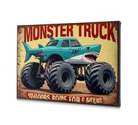 CDSS Bathroom Art Wall Decor Monster Truck With Shark Design. Canvas Decorative Picture Wall Art Baptism Decorations(20x30cm)