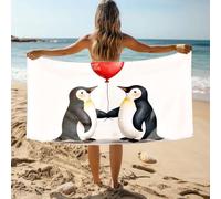 CDSS Bathroom Towels Set Penguins Holding Hands With Heart Balloon Bath Towel White Hand Towels For Bathroom Microfiber Towels