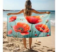 CDSS Black Hand Towels Red Poppy Flowers In Bloom Bath Towel Yoga Towel Yoga Mat Towel