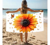 CDSS Black Hand Towels Sunflower And Butterflies: A Bright Summer Scene Bath Towel White Bath Towels
