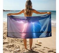 CDSS Cotton Towels Thunderstorm Over The Lake: A Spectacular Lightning Display Bath Towel Bath Towels Set White Hand Towels For Bathroom