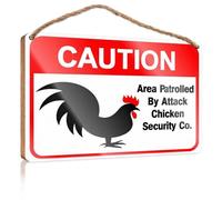 CDSS Door Hanging Decoration Attack Chicken Security: Keep Out! Wooden Sign Plaque For Front Door Farmhouse Signs(20X30CM)