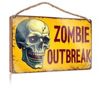 CDSS Door Hanging Decoration Zombie Apocalypse: The Final Warning Wooden Sign Plaque For Front Door Farmhouse Signs(23X35CM)