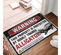 CDSS Farmhouse Bath Mat Warning This Property Is Protected By A Highly Trained Alligator Doormat Man Cave Stuff Funny Door Mats For Outside Entry(65X90CM)