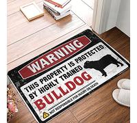 CDSS Front Door Mats Outdoor Large Warning This Property Is Protected By A Highly Trained Bulldog Doormat Home Bar Accessories Indie Room Decor(40X60CM)