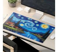 CDSS Funny Desk Accessories For Work Starry Night By The River Mouse Pad Mouse Pads For Desk Cat Mouse Pad