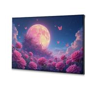 CDSS Home Wall Decor Magical Night With Full Moon And Pink Roses Canvas Decorative Picture Wall Decor Decorations For Living Room(30x40cm)