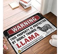 CDSS Inside Door Mats For Front Door Warning This Property Is Protected By A Highly Trained Llama Rug Man Cave Decorations Farmhouse Welcome Mat(50X80CM)