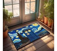 CDSS Interior Door Mats For Home Entrance Starry Night With The Tardis Doormat Large Bath Mat Front Porch Rug(40X60CM)