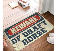CDSS Knock Before Entering Door Sign Beware Of Draft Horse Rug Music Decor Welcome Mat Indoor Non Slip(65X90CM)