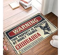 CDSS Knock Before Entering Door Sign Warning This Property Is Protected By A Highly Trained Chihuahua Rug Music Decor Welcome Mat Indoor Non Slip(65X90CM)