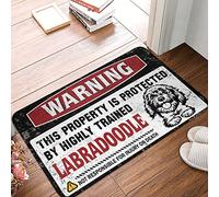 CDSS Knock Before Entering Door Sign Warning This Property Is Protected By A Highly Trained Labradoodle Rug Music Decor Welcome Mat Indoor Non Slip(40X60CM)