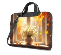 CDSS Laptop Backpack For Men Autumn Leaves And White Flowers On The Window Sill Laptop Bag Laptop Bags Laptop Bag For Women 17 Inch(26x36cm)