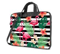 CDSS Laptop Backpacks Flamingos, Flowers, And Stripes: A Tropical Pattern Laptop Bag Laptop Backpacks Black Bag(29x38cm)