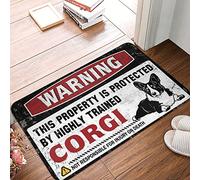 CDSS Men Cave Decor Warning This Property Is Protected By A Highly Trained Corgi Rug Outdoor Doormats Welcome Mats Funny(50X80CM)