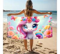 CDSS Microfiber Towel Magical Unicorn In A Flower Garden Bath Towel Gym Towels Microfiber Hair Towel