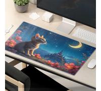 CDSS Mouse Pad Funny Work Cat Dreams Under The Moonlit Sky Mouse Pad Fun Desk Accessories Gaming