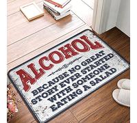 CDSS Outdoor Bar Accessories Decor Because No Great Story Ever Started With Someone Eating A Salad Rug Summer Front Door Mat Absorbent Door Mat Indoor(65X90CM)