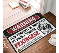 CDSS Outdoor Mat Large Warning This Property Is Protected By A Highly Trained Pekingese Rug Boys Room Decor Teenager Man Cave Accessories(40X60CM)