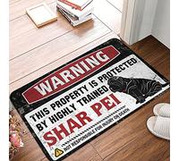 CDSS Outdoor Mat Large Warning This Property Is Protected By A Highly Trained Shar Pei Rug Boys Room Decor Teenager Man Cave Accessories(40X60CM)