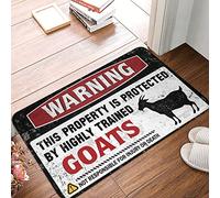 CDSS Outside Mats For Front Door Warning This Property Is Protected By A Highly Trained Goat Rug Doors For House Back Yard Decorations(65X90CM)