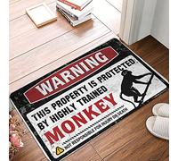CDSS Outside Mats For Front Door Warning This Property Is Protected By A Highly Trained Monkey Doormat Doors For House Back Yard Decorations(65X90CM)